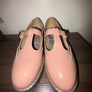 Pink Wingtip Mary Jane Shoes